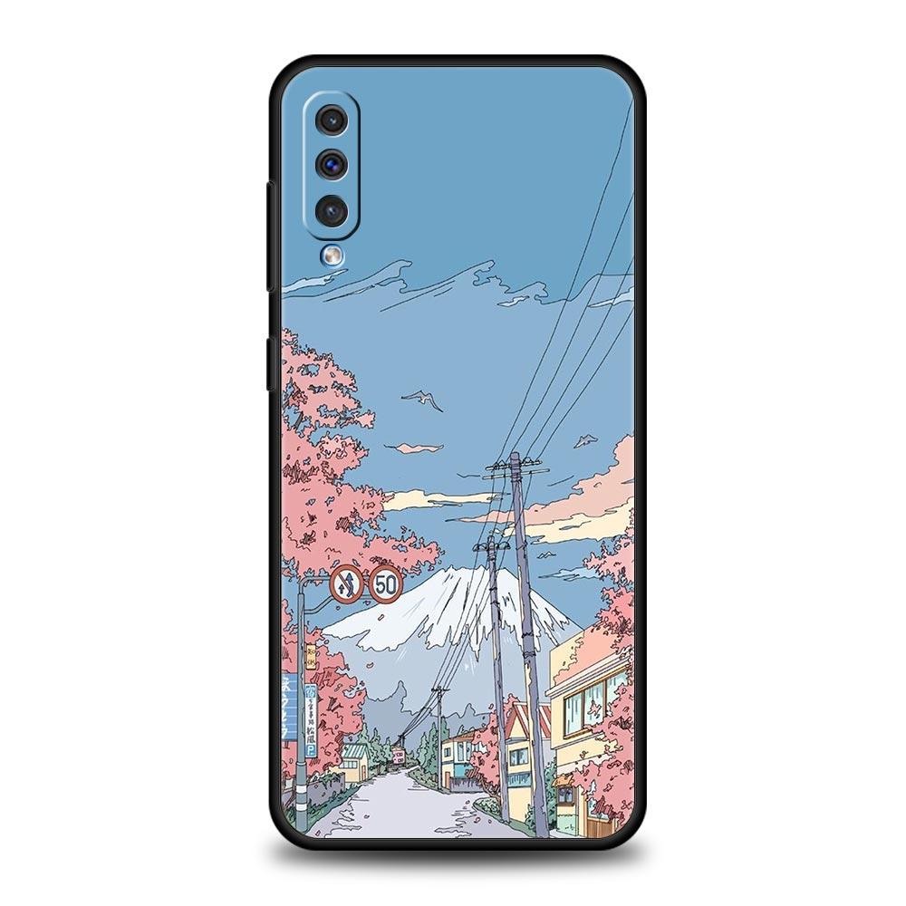 INS Korean Sunset Scenery Case For Samsung A12 A14 A32 A50 A70 A20E A20S A10 A10S A22 A30 A40 A34 A54 A42 A52 5G A02S A04s Cover
