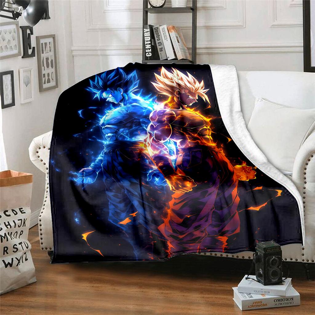 1 Stück Son Goku Druck Flanelldecke, Hohe Qualität für alle Jahreszeiten, Heimdekoration, Wärme und Komfort, Perfekt für Weihnachtsgeschenke