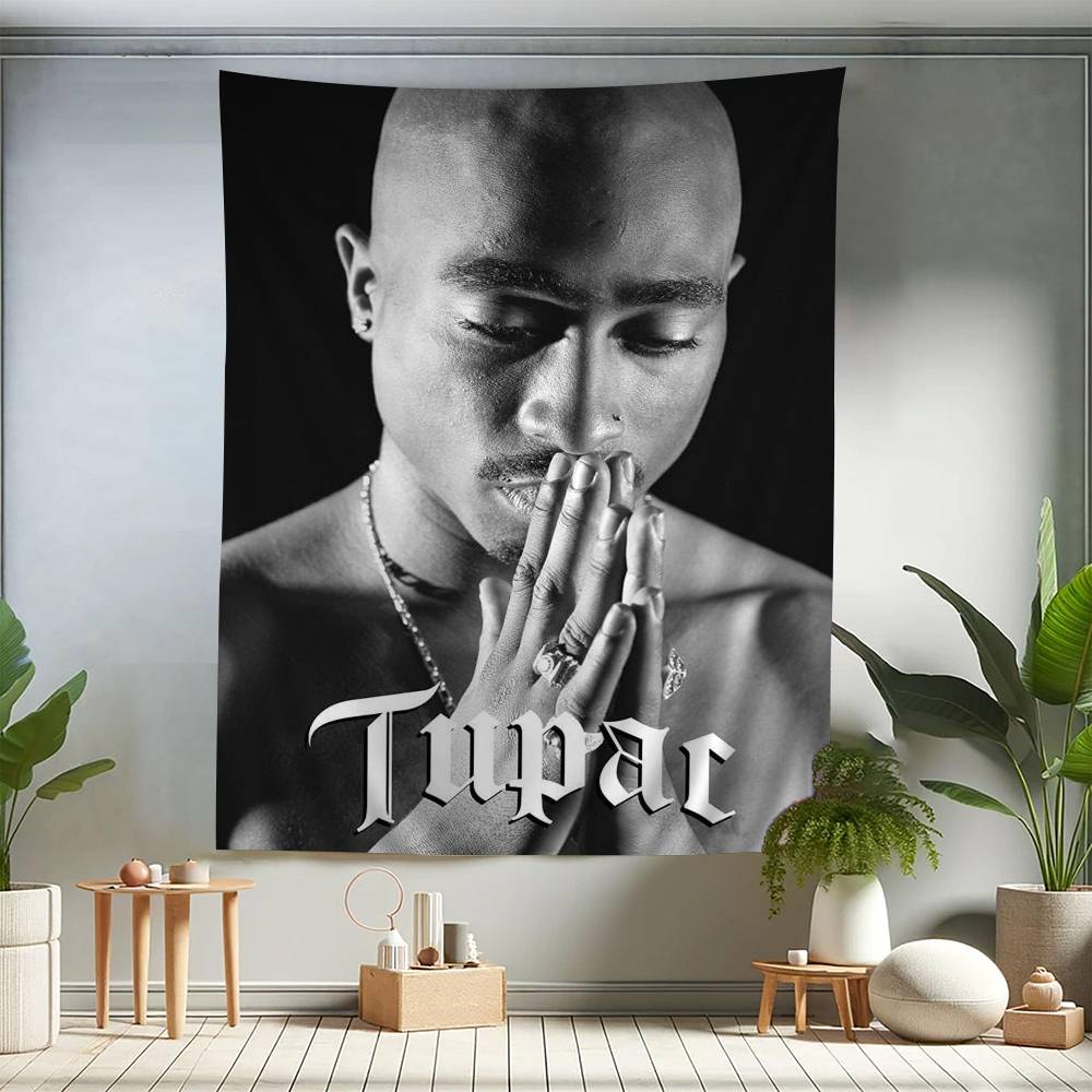 Rapper TTupac SShakur Cartoon Tapestry Art Science Fiction Room Home Decor Wall Hanging Sheets