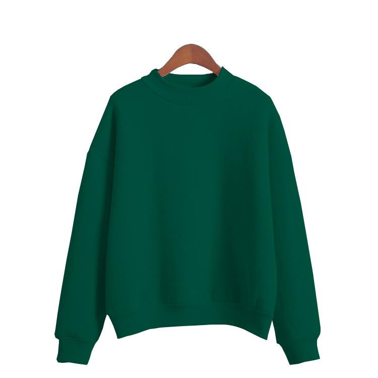 Women's Long Sleeve Sweatshirt Mock Neck Fresh Sweet Pullover Solid Color Casual Top