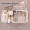 Travel Makeup Brush Bag Roll Up Makeup Brush Organizer 12 Slots Makeup Brush Case with Zipper Pocket for Cosmetic Essentials Makeup Brushes
