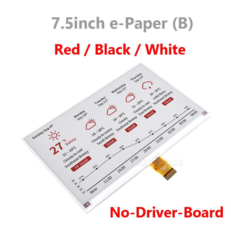 Raspberry Pi 7.5 inch e-Paper E-Ink Display HAT 7.5inch SPI Interface 800×480 Red / Black / White for Arduino STM32 Jetson Nano