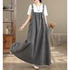 Vestito Salopette in Denim Lavato Retrò da Donna Vestibilità Larga Lungo Maxi Linea ad A Casual Tuta Vestito