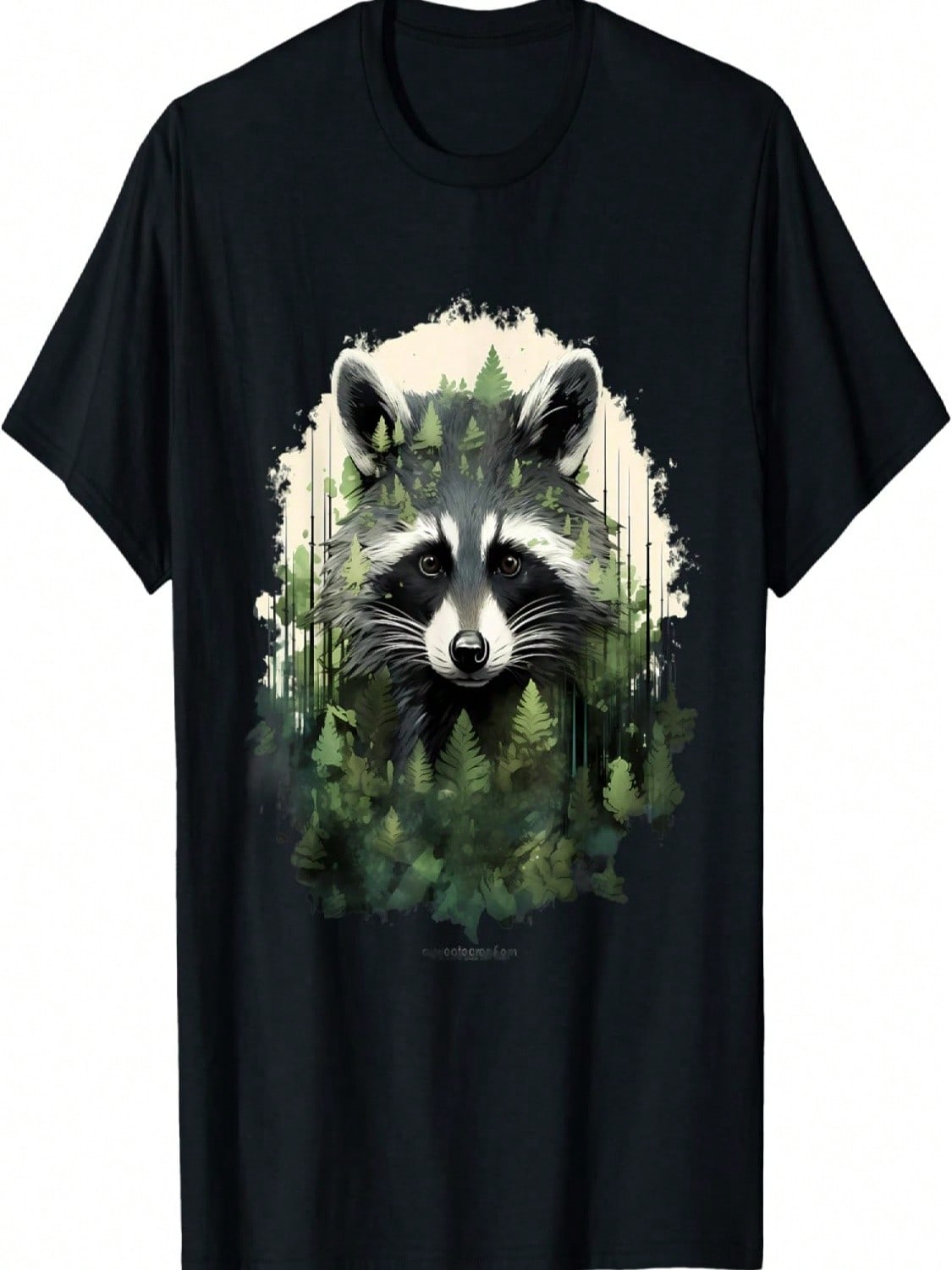 Raccoon Forest Art Animal Nature Portrait Motif Wildlife T-Shirt S