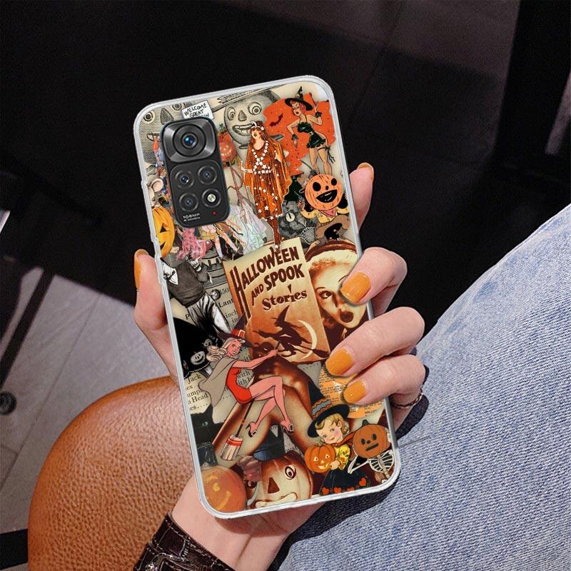 Halloween Fall Art Witch Cat Phone Case For Xiaomi Redmi Note 15 14 13 12S 12 11 Pro Plus 14S 11S 11E 10 10S 11T 5G Personalized