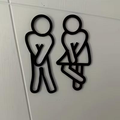 3D-gedrucktes Badezimmertürschild Männliche & Weibliche Toilettensymbole Türdekoration Restaurant Hotel Café Toilettenschilder Wandaufkleber