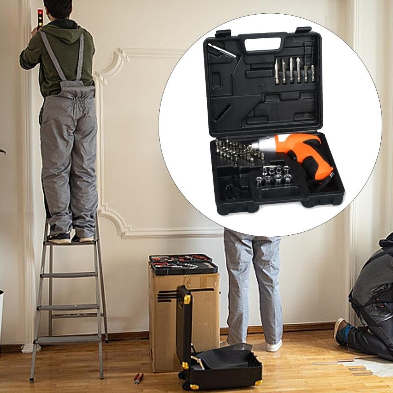 45Pcs USB Cable Rechargeable Electric Screwdriver Combination Hand Drill Set Tool Screwdriver Drill Driver Bits