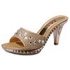 Fashion Summer Women Sandals Rhinestone Women Shoes Sexy High Heels Shoe Ladies Sandalias Gold Silver Women Slippers Heeled Sandals Sexy