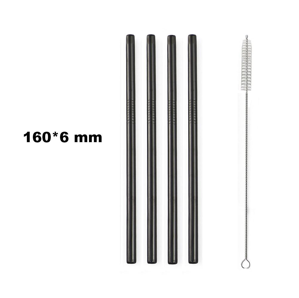 Fruit Juice Straws Mini 160mm Short Rainbow Stainless Steel Metal Straws Straight Bend Reusable Drinking Small 4Straw 1prush