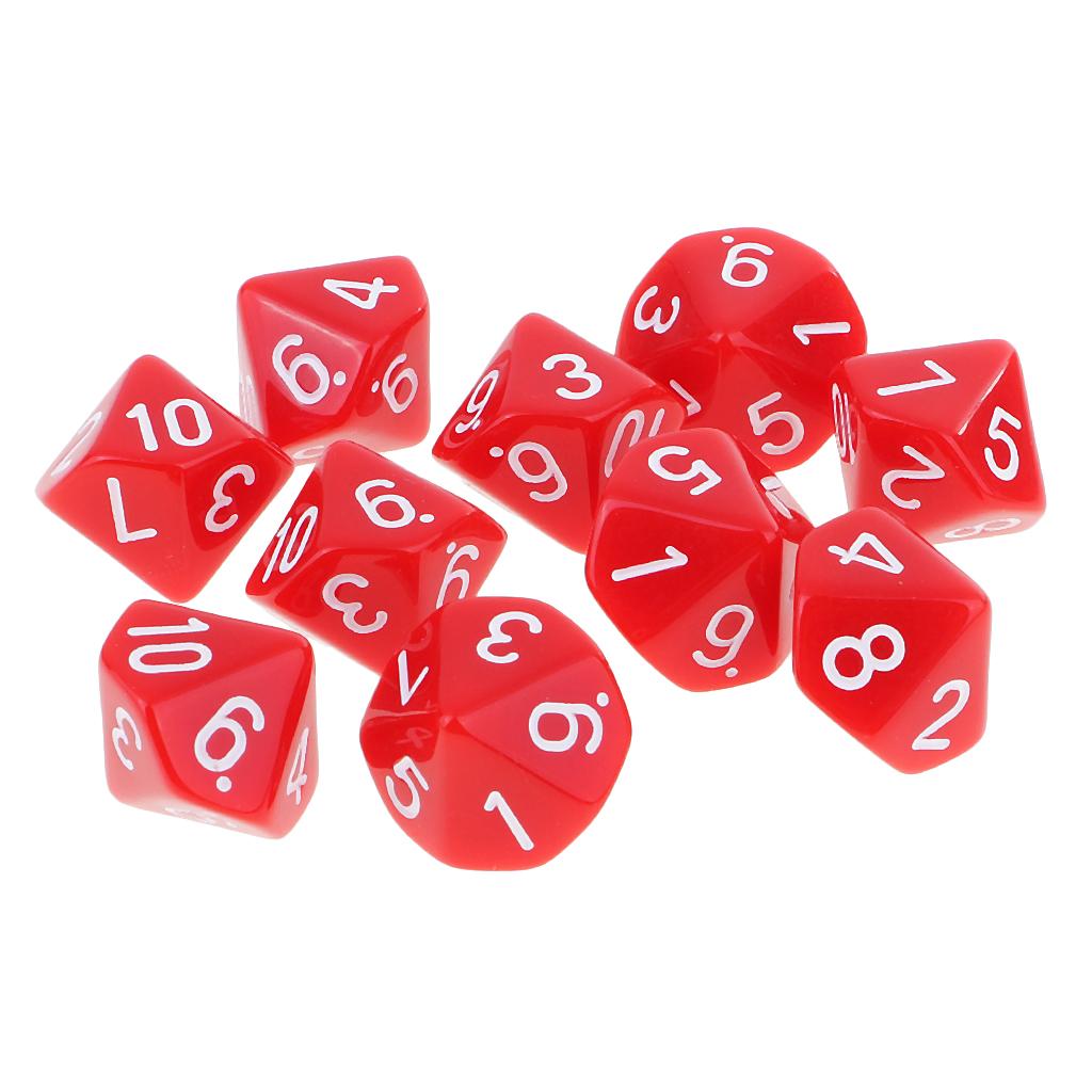 10pcs 10 Sided Dice D10 Polyhedral Dice for Games