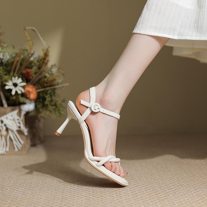 

Simple style with open-toed sandals female versatile high heels stiletto fairy with skirt summer 35
