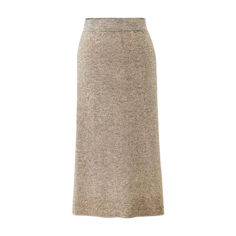 Dámská elegantní fleecová pletená sukně nadměrné velikosti Podzim Zima Rozparek Pružná Bodycon sukně