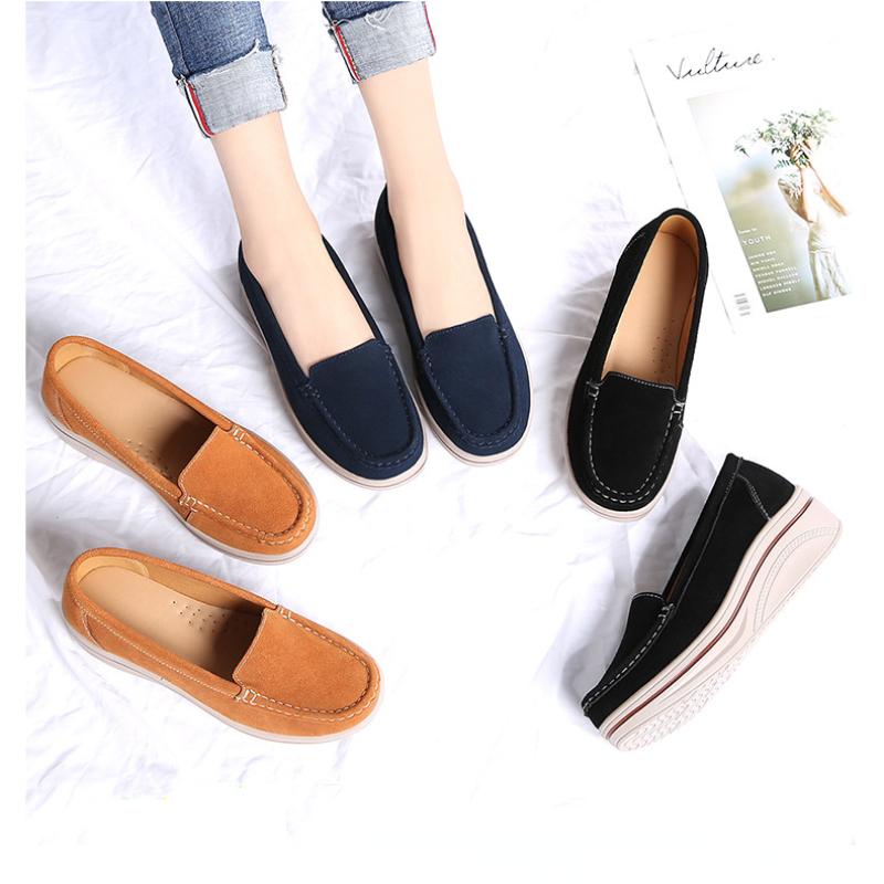 Nye fritidssko for kvinner Slip On Loafers Mote Komfortabel pustende kvinnelig plattform Høydeøkende fottøy