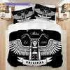 Motorcycle Club Emblem Bedding (1 * Duvet Cover + 2 * Pillowcase, Without Core) 2D Flat Duvet Cover and Pillowcase Bedding Set Soft and Comfortable