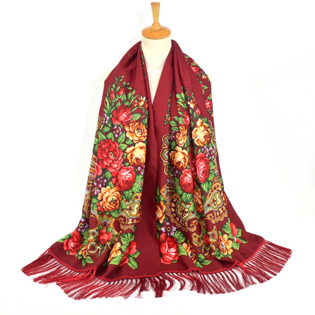 Women Lady -Custom Print Tie Tassel Square Scarf Wrap Shawl Travel Scarve