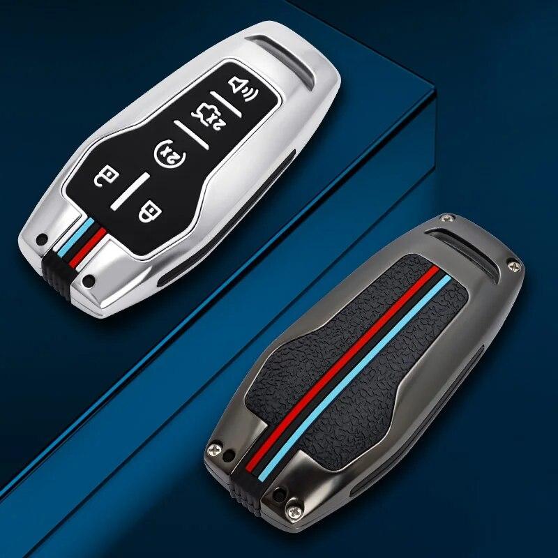 Carbon Fiber Alloy Car Key Fob Case Cover Holder for Ford Fusion Explorer Mustang Edge F-150 Mondeo for Lincoln MKZ MKC MKX