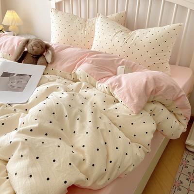 Juego de cama de algodón puro Juego de cuatro piezas Agradable para la piel Transpirable y cómodo Sábana Encimera Funda de edredón Funda de almohada