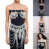 Multi Layered Beaded Tassels Bra Jewelry Set with Alloy Pearls Trendy Body Chain For Rave Beach Party Accessories
