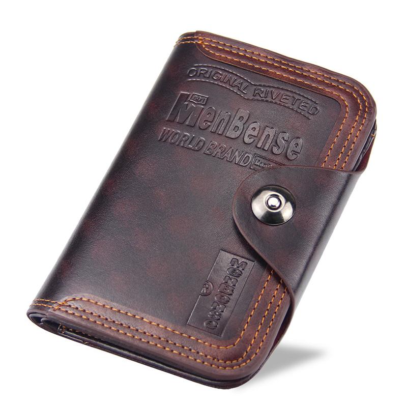 Vintage Men Wallet Card Holder Large Capacity Pu Leather Short Male Purse Id Credit Card Bag Men'S Tri-Fold Wallet Birthday Gift