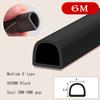 6Meters D/E/I Type Door Window Sealing Strip Silicone Rubber Weather Strip Self-adhesive Tape Anti-collision Insulation Seal