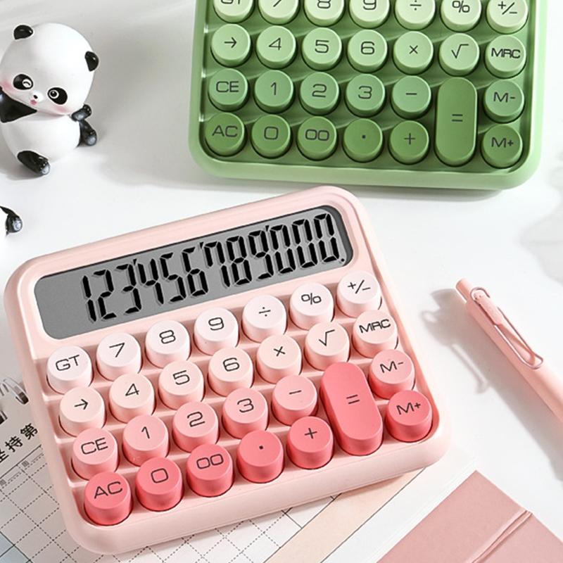 Mekanik Tuşlar Retro Daktilo Hesap Makinesi Kırtasiye Büyük Ekran Vintage Gradyan Renkli Hesap Makinesi Kullanımı Kolay Taşınabilir