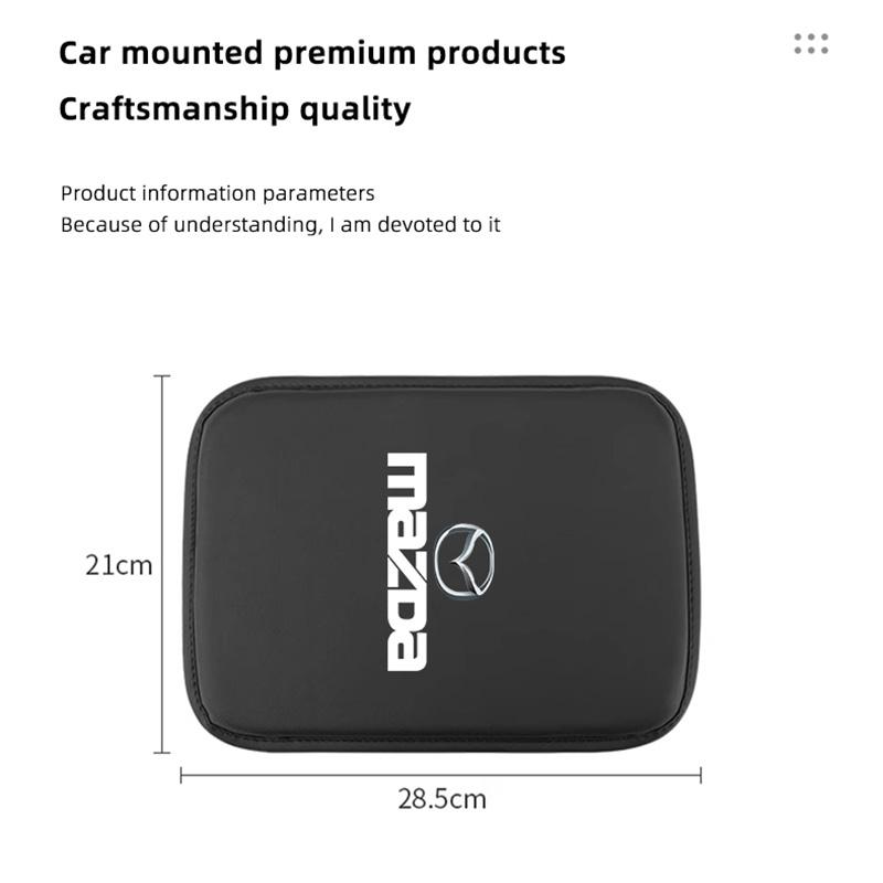PU Leather Car Armrest Box Mat Arm Rest Cushion Accessories For Mazda 2 6 3 5 CX5 CX80 CX70 CX90 MX30 CX60 CX50 CX30 BT50 e-TPV FF24
