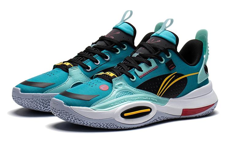 Li Ning All City 10 Youth Edition Wade Slip Resistant Abrasion Resistant Low Top Children's Basketball Shoes Blue Black ABPS009-4