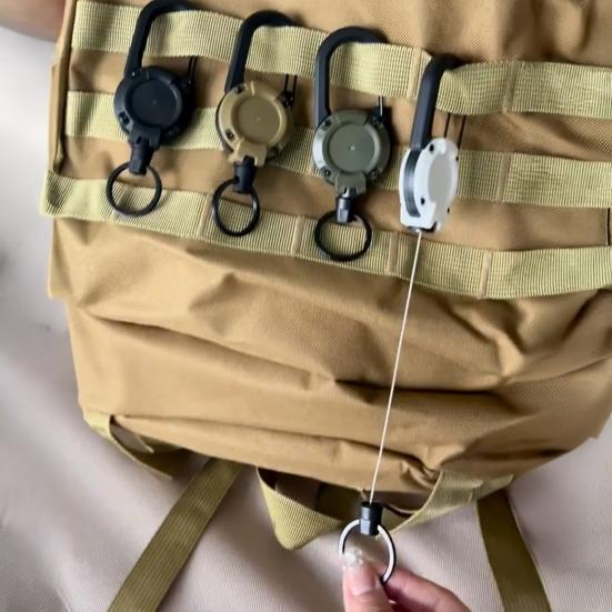 1/4Pcs Retractable Keychain with 60CM Steel Cord Heavy Duty Carabiner Badge Reel ID Holder Extendable Camping Hiking Hanging Buckle Keyring