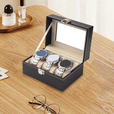 Watch Box with Glass Cover Spacious Interior Soft Lining Waterproof Compact Size Portable Watch Box Organizer Jewelry Display Storage Case