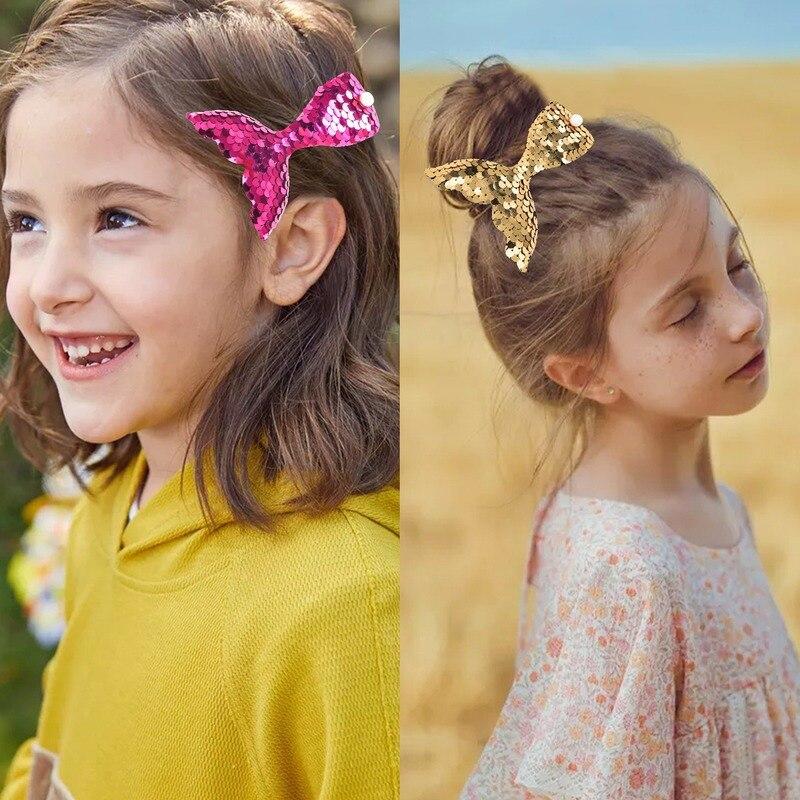 New Fashion Kids Sirena Forcine Cartoon Coda di pesce Paillettes Fermaglio per capelli per ragazze Accessori per capelli per bambini