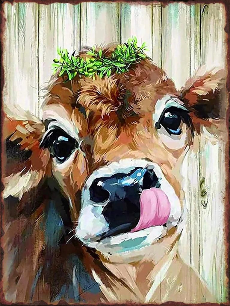 Fun Cattle Iron Plate Poster Farm Metal Tin Sign Pet Shop Garden Hanging Paintings Cute Cow Pattern Home Wall Decoration Plaq