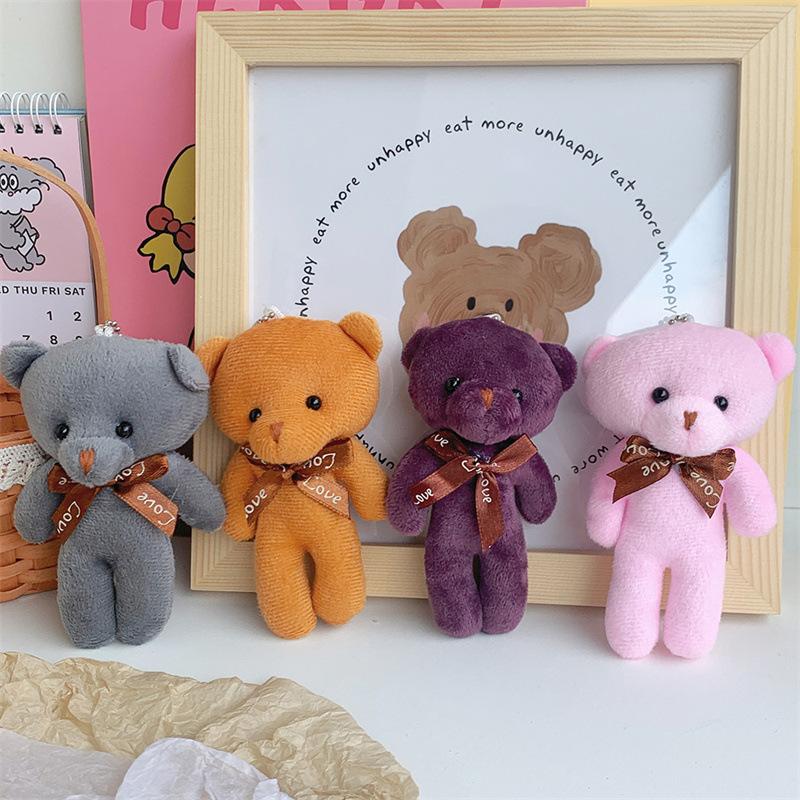 10Pcslot Bear Plush Toys Mini Bear Stuffed Doll Keychain Soft Stuffed Toy Keychain Bag Pendant Wedding Decoration Birthday Gift