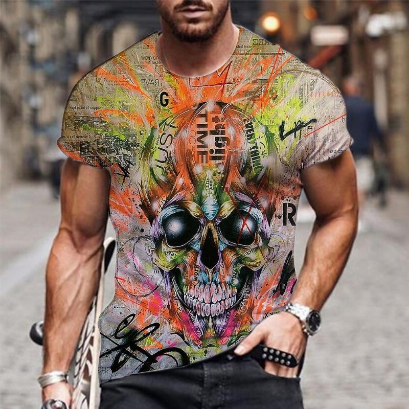 

Men s Skull Graphic Prints Shirt T Shirt Tee Retro Shirts Short Sleeve T shirt 3D Print Round Neck Shirt Vintage Designer 5XL
