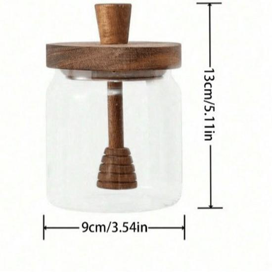 

High Borosilicate Glass Honey Jar with Acacia Wood Lid and Stirring Rod