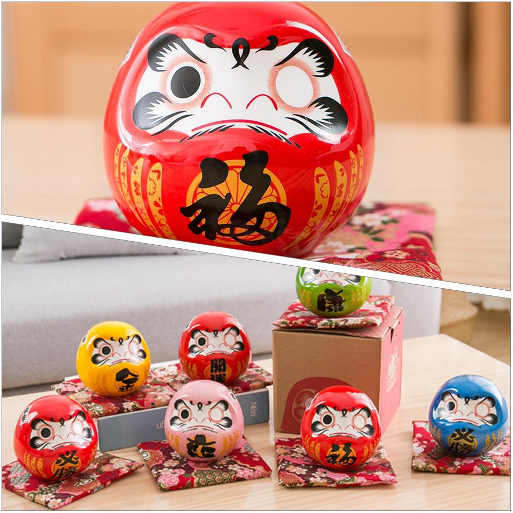 Japanese Daruma Traditional Statue Daruma Figurine Fortune Home Office Decor Ceramic Daruma
