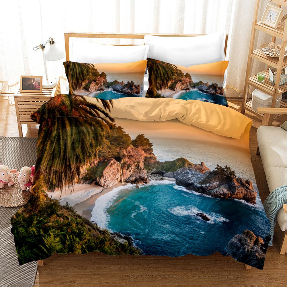 3D strandthema beddengoedset zomer koele vakantie stijl dekbedovertrek kussensloop 2/3 stuks AU/DE/EU/US/UK volledige grootte woondecoratie