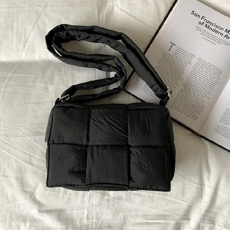 Contemporary Cotton Space HandbagsLarge Puffer Woven Shoulder Bag for Women