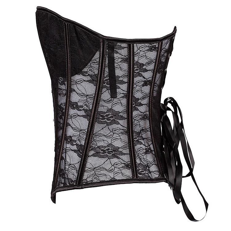 European and American court corsets, tight fitting corsets, semi transparent cups, shapewear, black and white lace, summer breathability