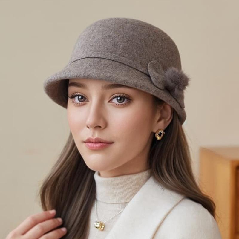 

Осень и Зима Шляпа для пожилых людей Женская Шерстяная Иностранная Воздушная Шляпа-Котелок Утолщенная Теплая Шляпа-Топ one size темно-коричневого