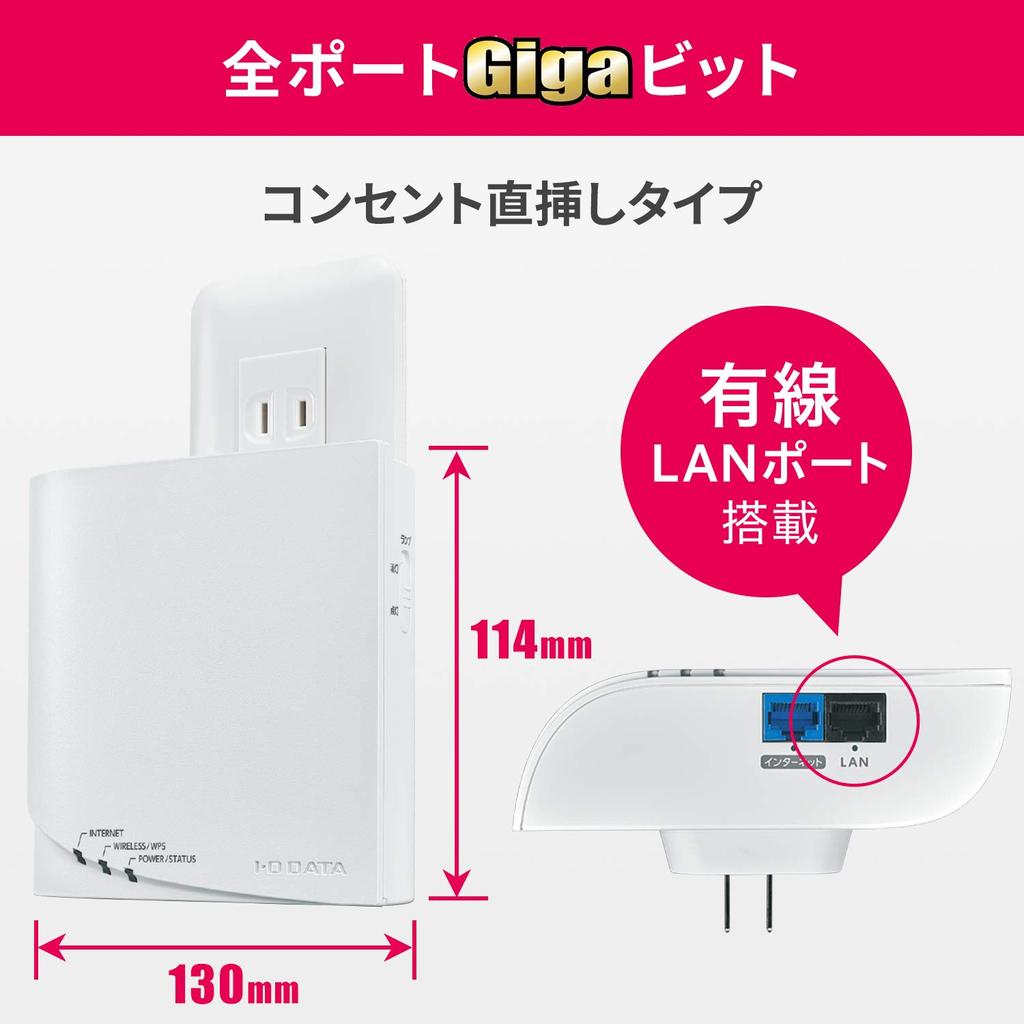 Data WiFi Wireless LAN Router 11ac 1 Handset Directly Connected To Outlet IPv6 Units Japanese Manufacturer I-O Wi-Fi 867+400Mbps 3-story/4LDK/30