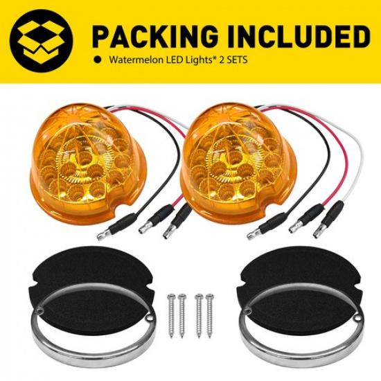 2PCS Universal Amber LED Watermelon Light Side Marker Turn Signal Light Lamp
