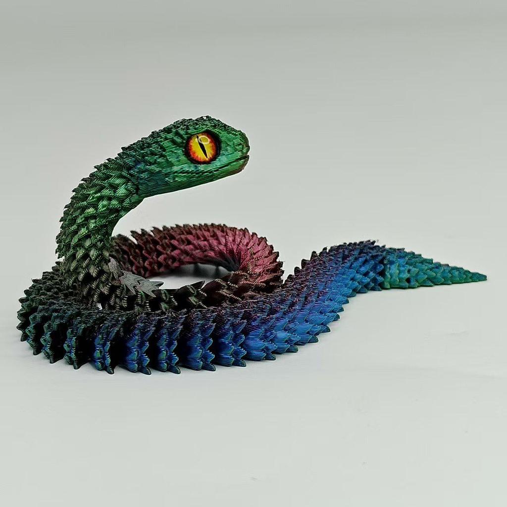 European-Style 3D Printed Multi-Color Movable Snake Ornament - Creative Art Figure Gift