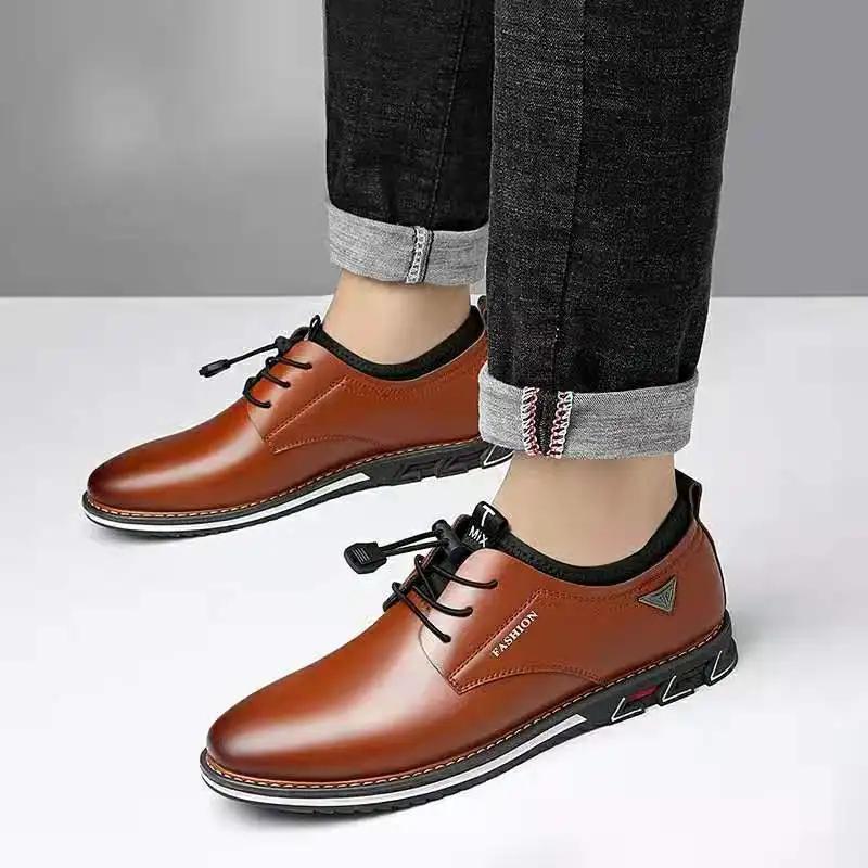 Black PU Patent Leather Shoes for Men Casual Business Shoes Lace Up Formal Office Work Shoes for Male Party Wedding Oxfords 2024