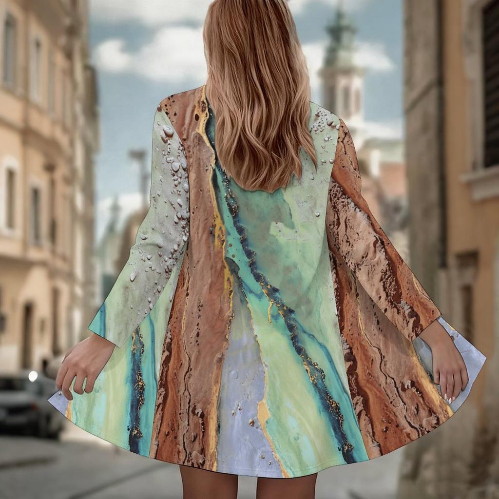Women's Black White Speckled Texture 3D Print Long Sleeve Open Front Cardigan, Casual Loose Fit Lightweight Street Style Outerwear