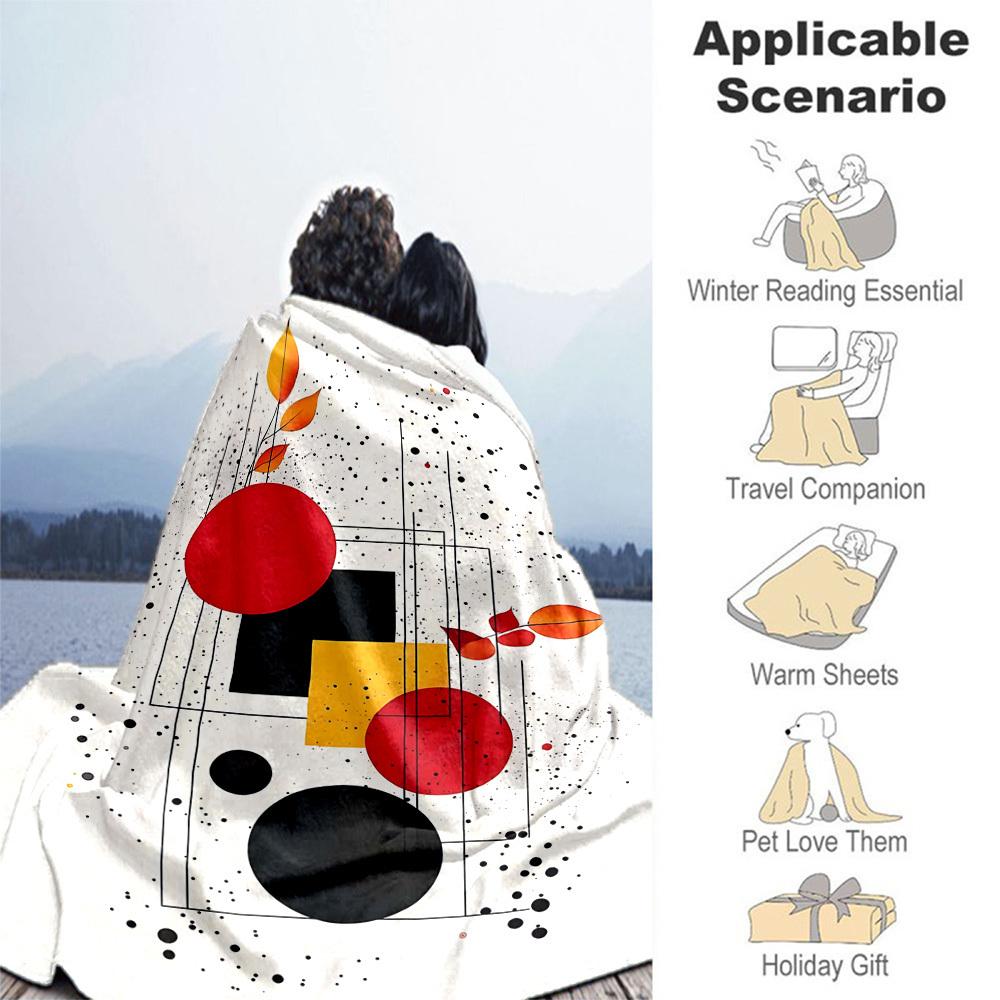 1PC Abstract ArtOutdoor Flannel Blanket - Soft Plush Decor for Picnics, Camping, Bedroom, Playroom, Office, or Lunch Break 1270A