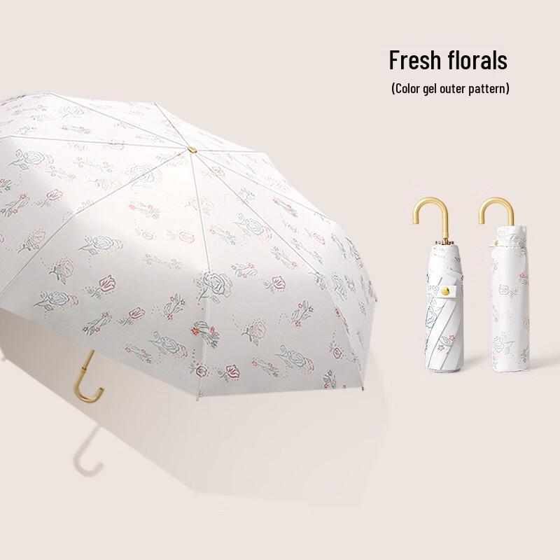 Fresh Floral UV Protection 3-Fold Umbrella