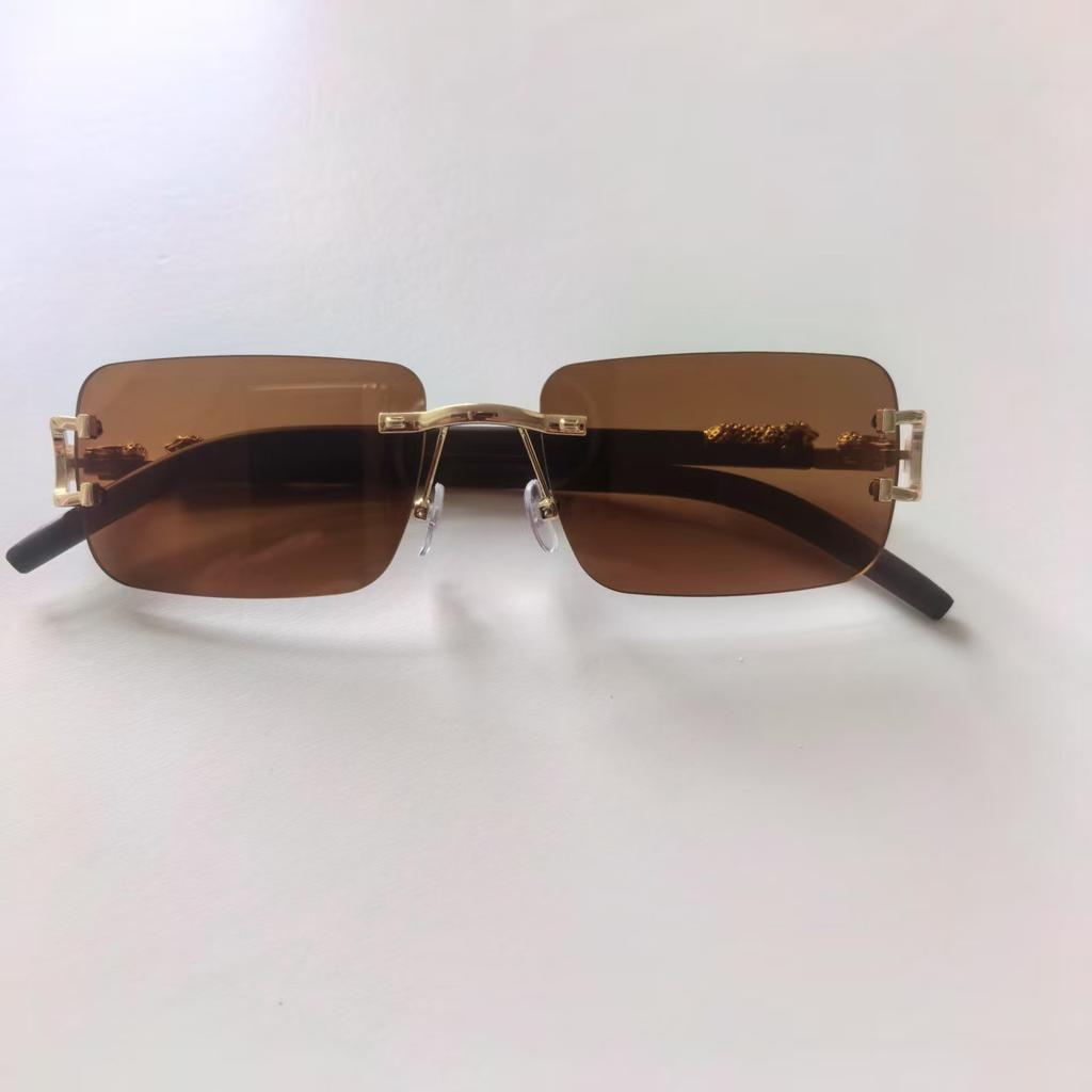 Latest Men Frameless Square Sunglasses Fashionable Women Leopard Decorative Sun Eyeglasses Outdoor Use Anti And Anti Glare Glasses UV400