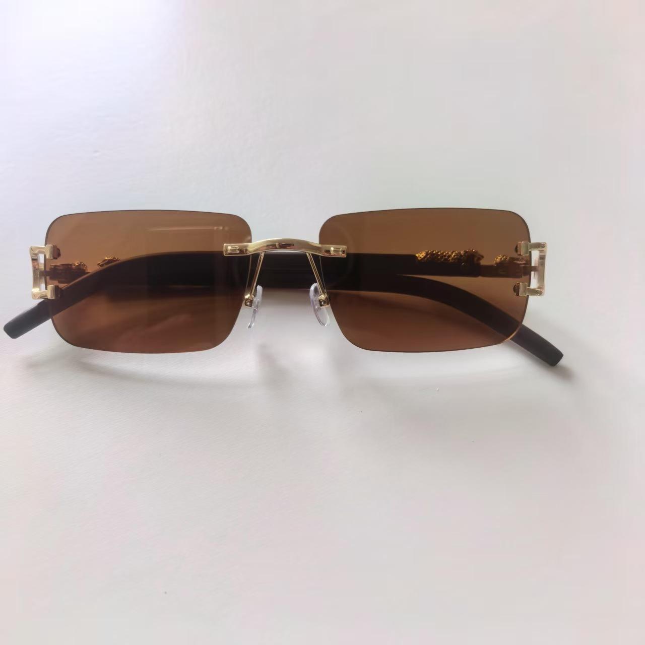 

Новые мужские безободковые квадратные солнцезащитные очки Модные женские леопардовые декоративные солнцезащитные очки для улицы Антибликовые очки Uv400 1PC