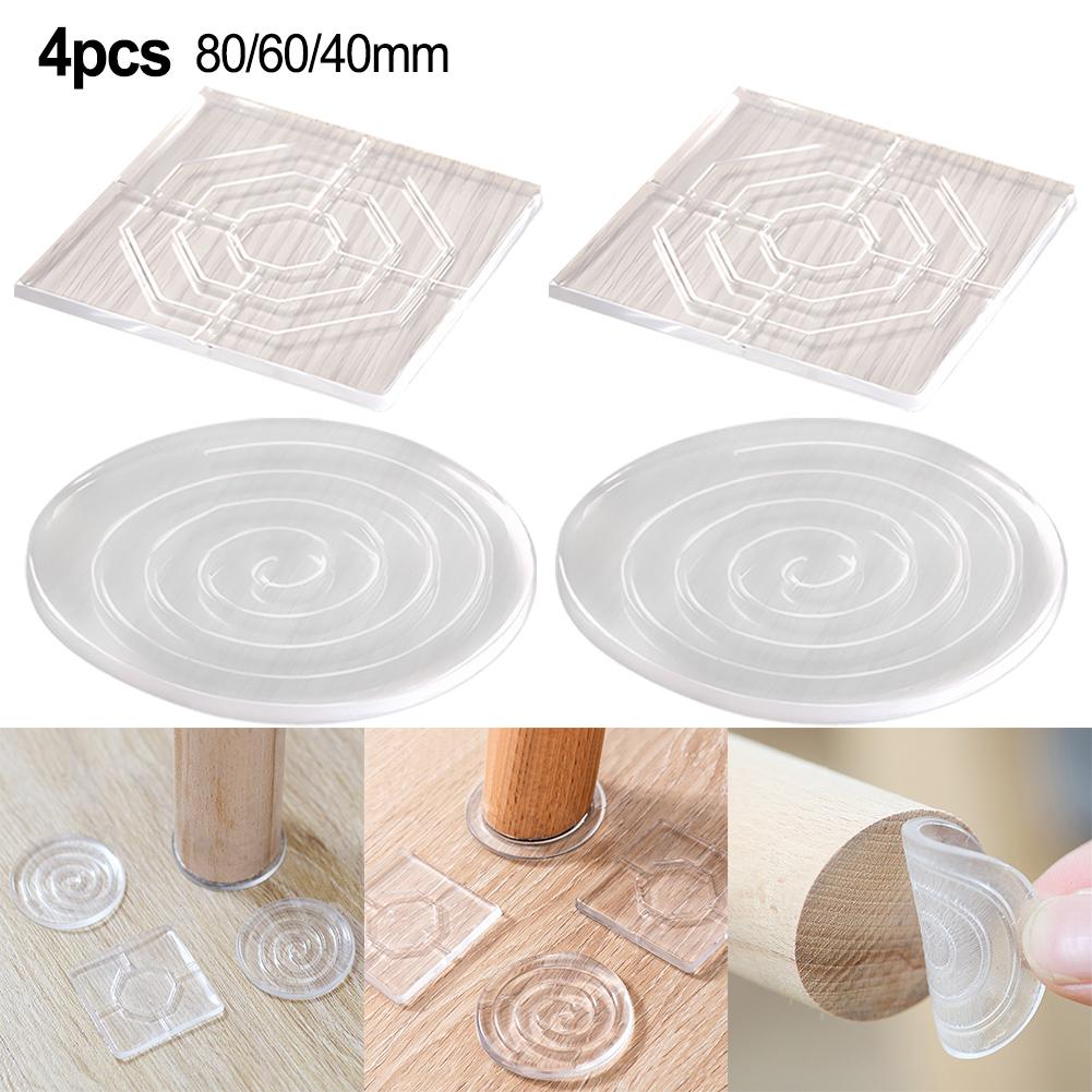 4pcs Round Square Anti Vibration Pads Washing Machine Silicone Feet Mat Furniture Cabinet Chair Leg Anti-Slip 40/60/80mm