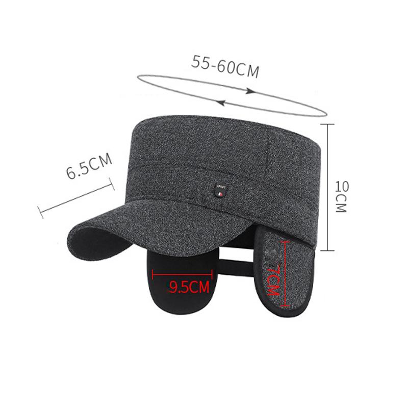 Men's Winter Hat Middle-Aged and Elderly Cold-Proof Warm Flat Top Hat Cashmere Ear Protection Cotton Hat